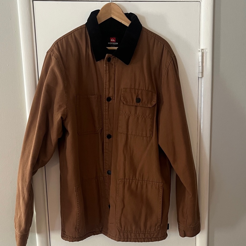 Quiksilver Men's Brown Shirt Jacket with Black Collar